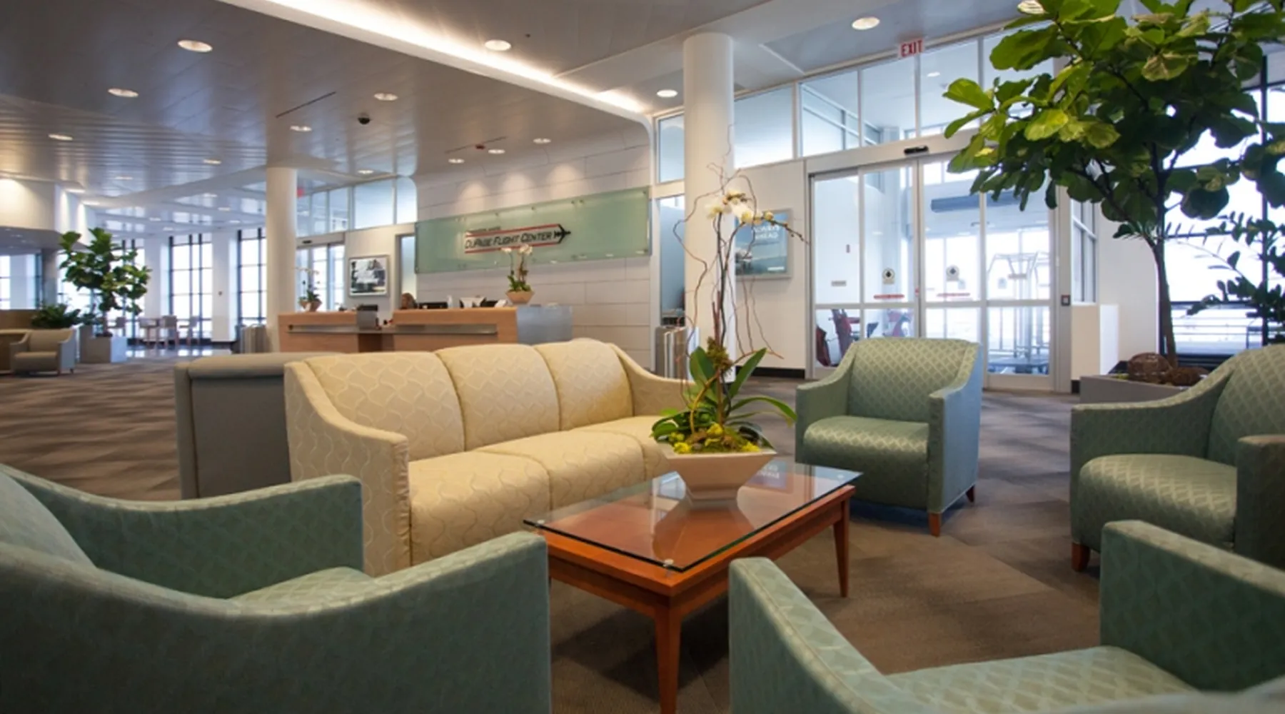The flight center lounge at DuPage Airport