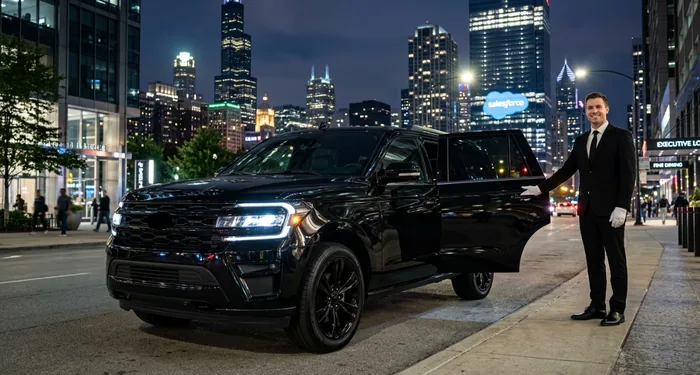 Professional chauffeur with the Ford Expedition in Chicago